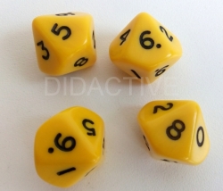 Desetistěnné hrací kostky 4ks - jen jednotky (0-9)