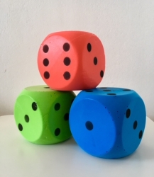 Velké hrací kostky (3ks) - červená, modrá, zelená